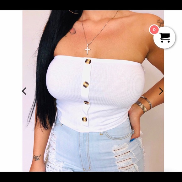 Cute As Can Be Button Tube Crop Top - Picture 1 of 2